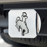 Wyoming Cowboys Chrome Metal Hitch Cover with Chrome Metal 3D Emblem