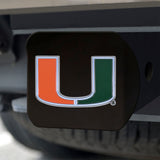 Miami Hurricanes Black Metal Hitch Cover - 3D Color Emblem