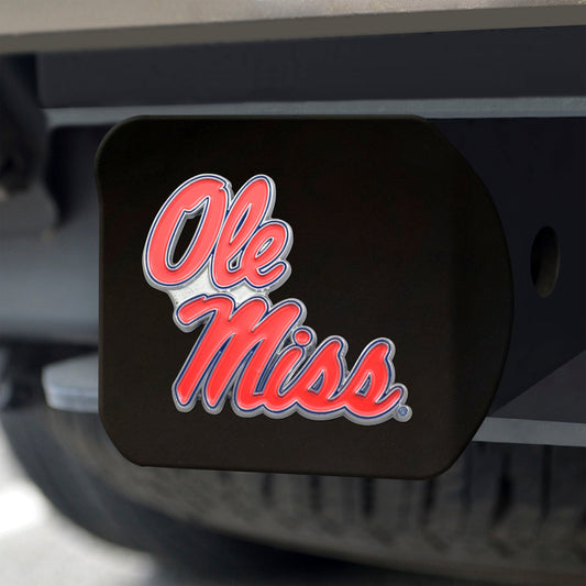 Ole Miss Rebels Black Metal Hitch Cover - 3D Color Emblem - Ole Miss