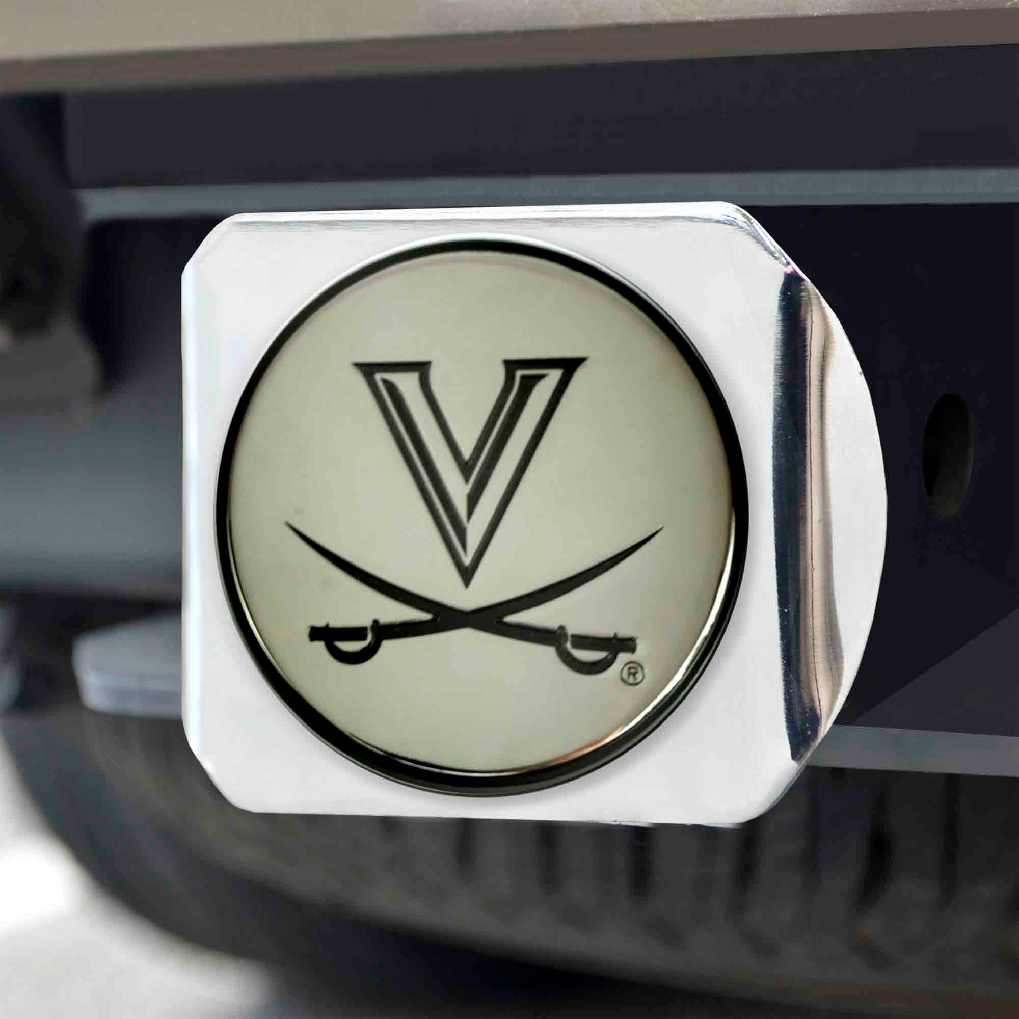 Virginia Cavaliers Chrome Metal Hitch Cover with Chrome Metal 3D Emblem