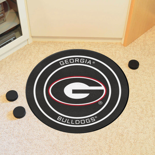 Georgia Bulldogs Hockey Puck Rug - 27in. Diameter