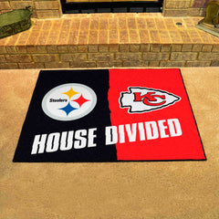 NFL House Divided - Steelers /Chiefs House Divided Rug - 34 in. x 42.5 in. - NFL House Divided - Steelers / Chiefs