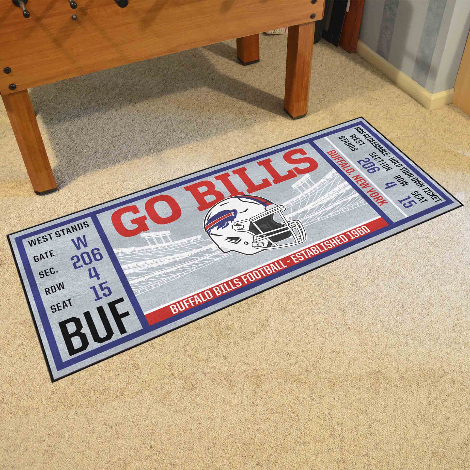 Buffalo Bills Ticket Runner Rug - 30in. x 72in. - Buffalo Bills