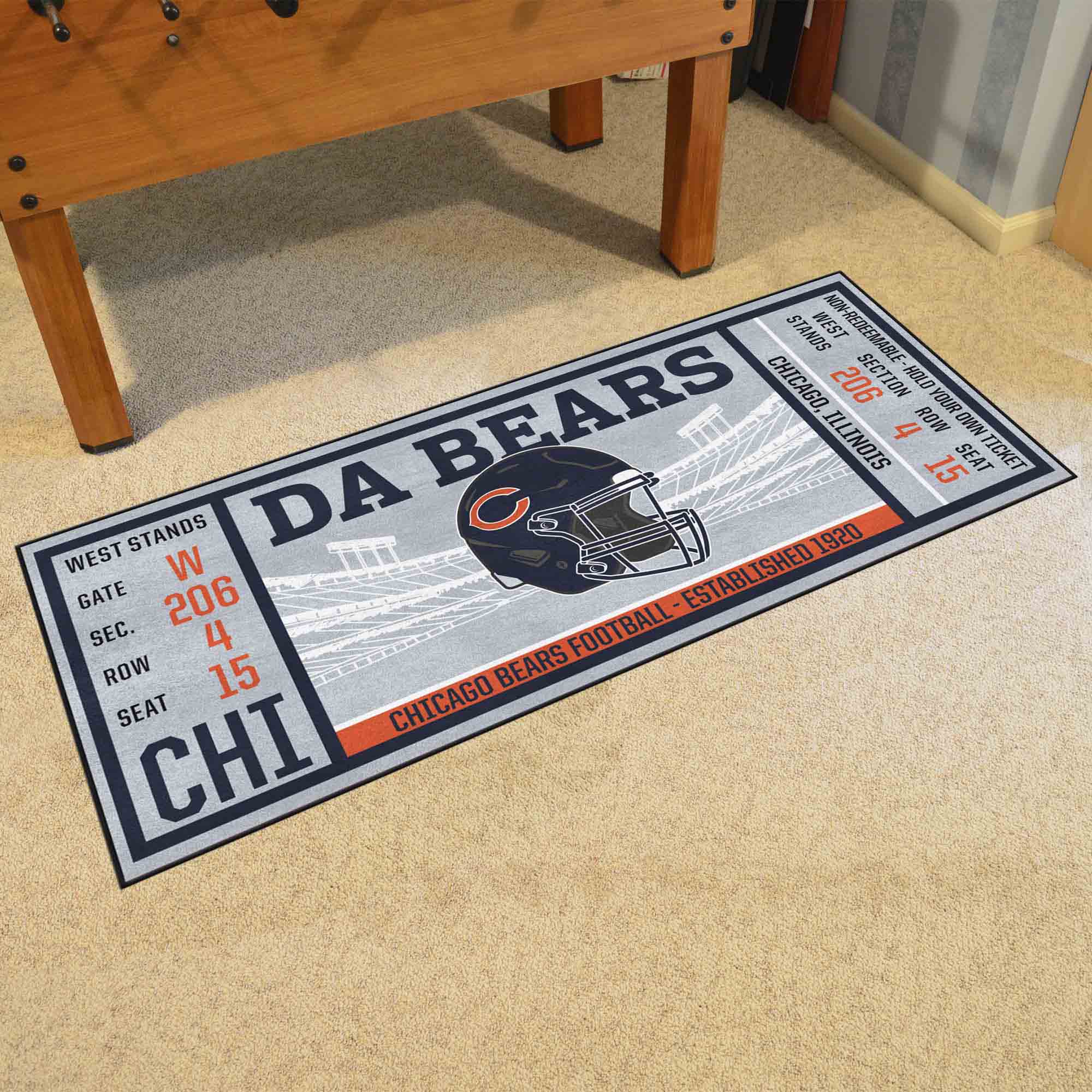 Chicago Bears Ticket Runner Rug - 30in. x 72in. - Chicago Bears