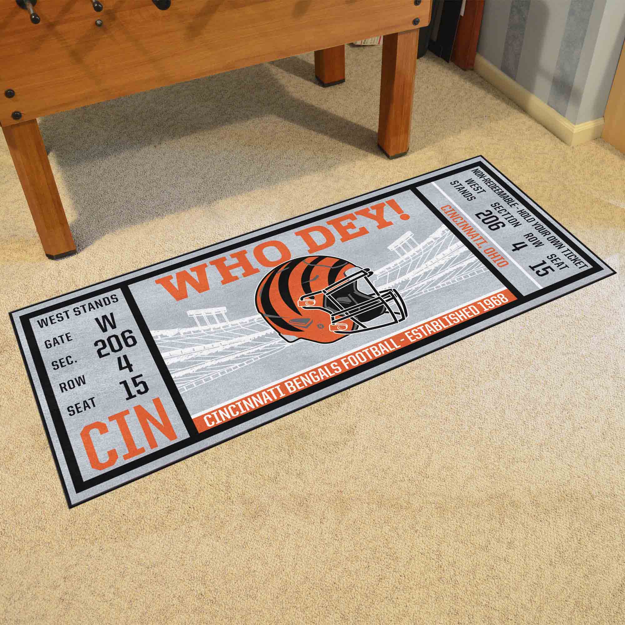 Cincinnati Bengals Ticket Runner Rug - 30in. x 72in.