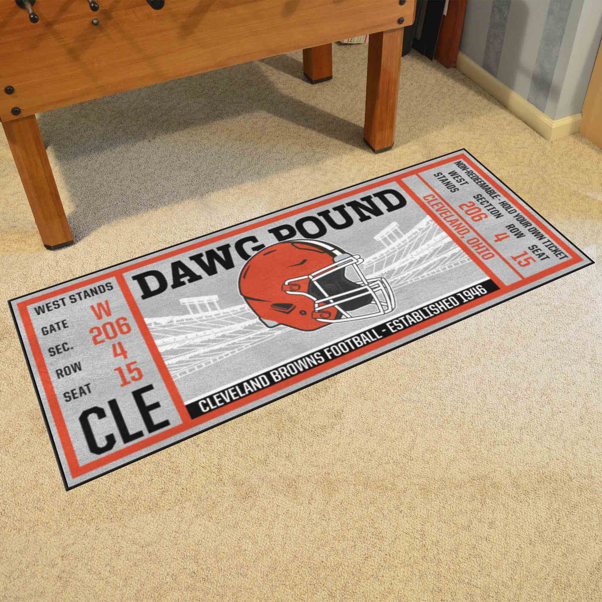 Cleveland Browns Ticket Runner Rug - 30in. x 72in. - Cleveland Browns