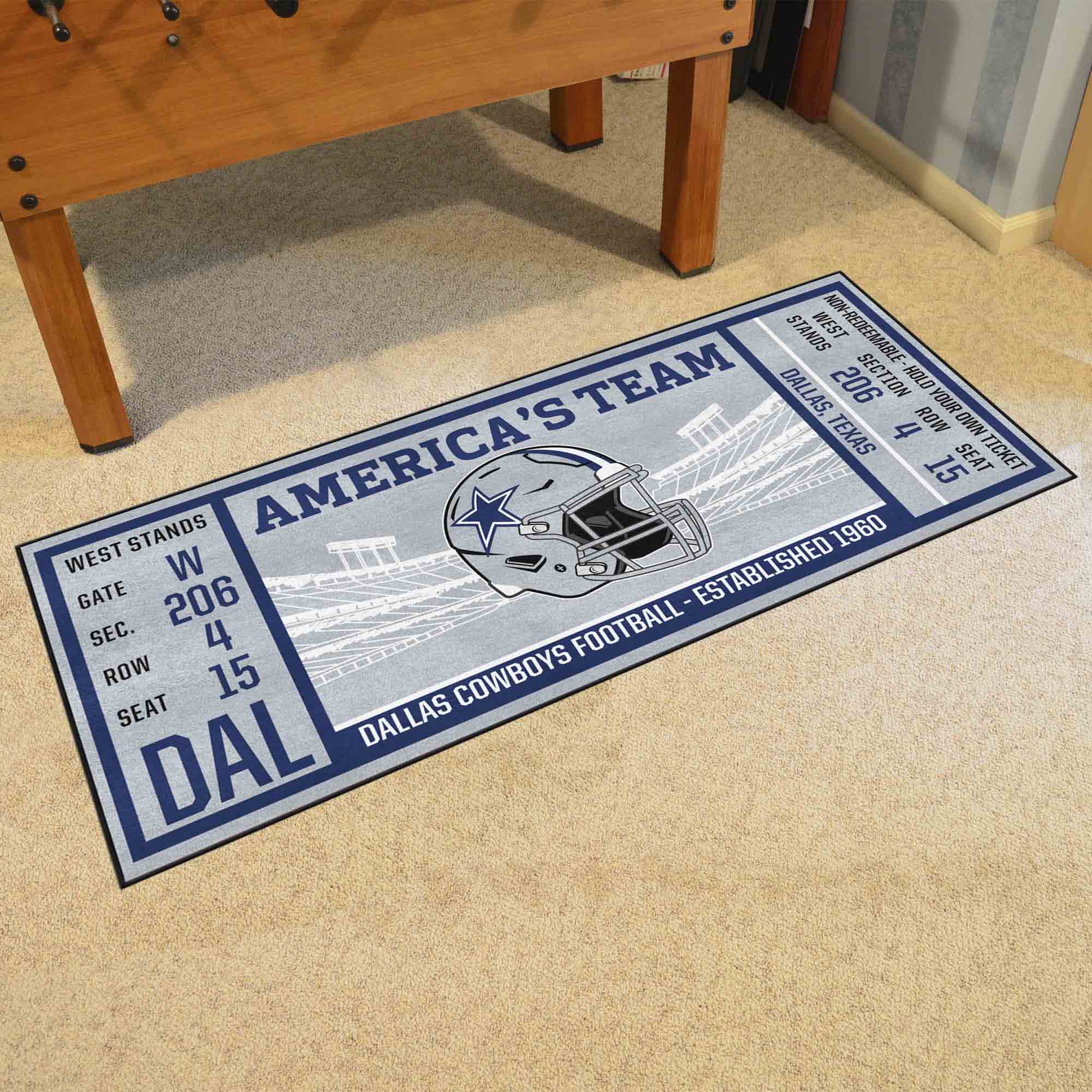 Dallas Cowboys Ticket Runner Rug - 30in. x 72in. - Dallas Cowboys