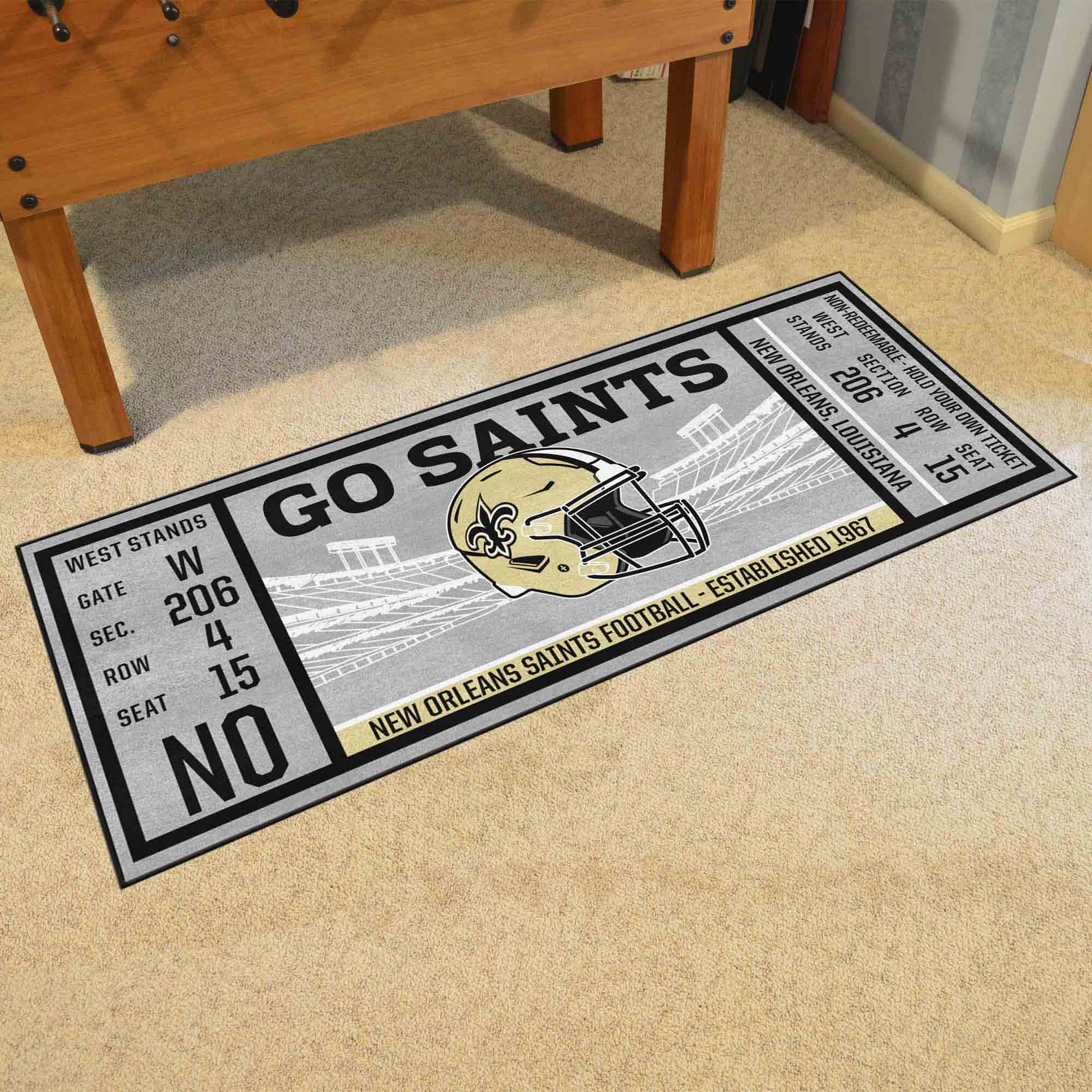 New Orleans Saints Ticket Runner Rug - 30in. x 72in. - New Orleans Saints