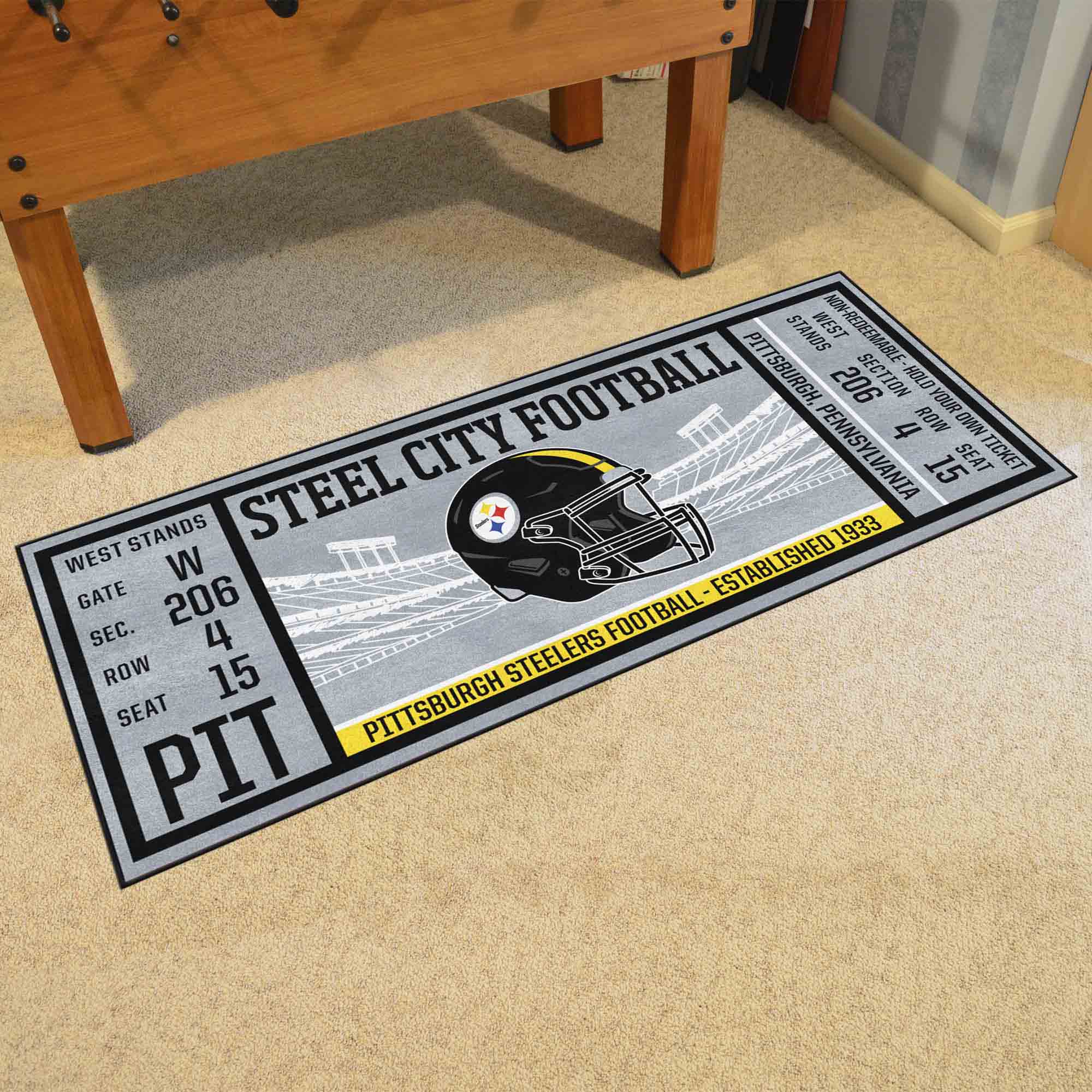 Pittsburgh Steelers Ticket Runner Rug - 30in. x 72in.