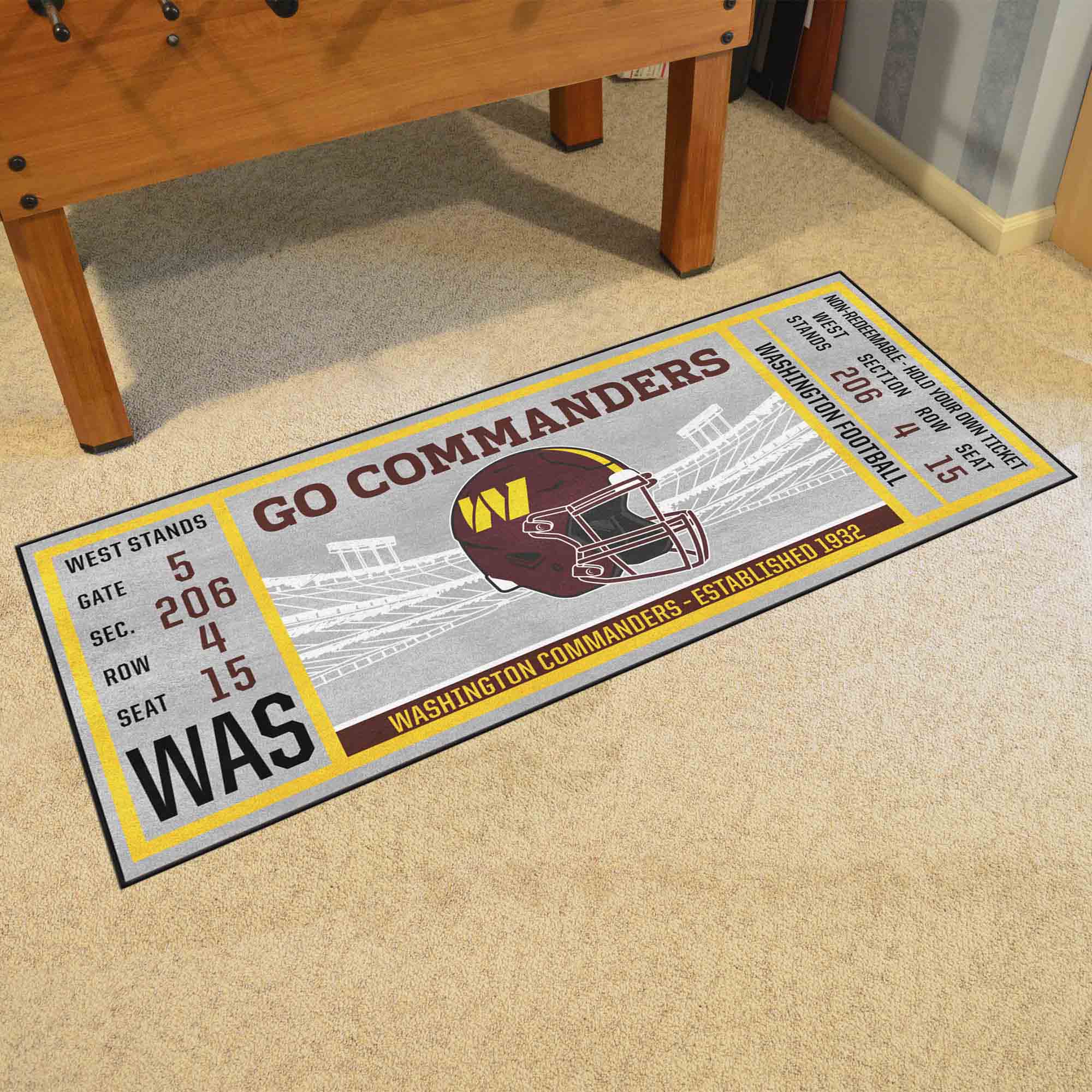 Washington Commanders Ticket Runner Rug - 30in. x 72in.