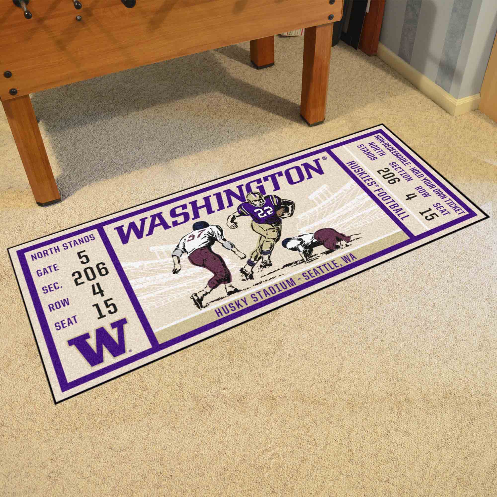 Washington Huskies Ticket Runner Rug - 30in. x 72in.