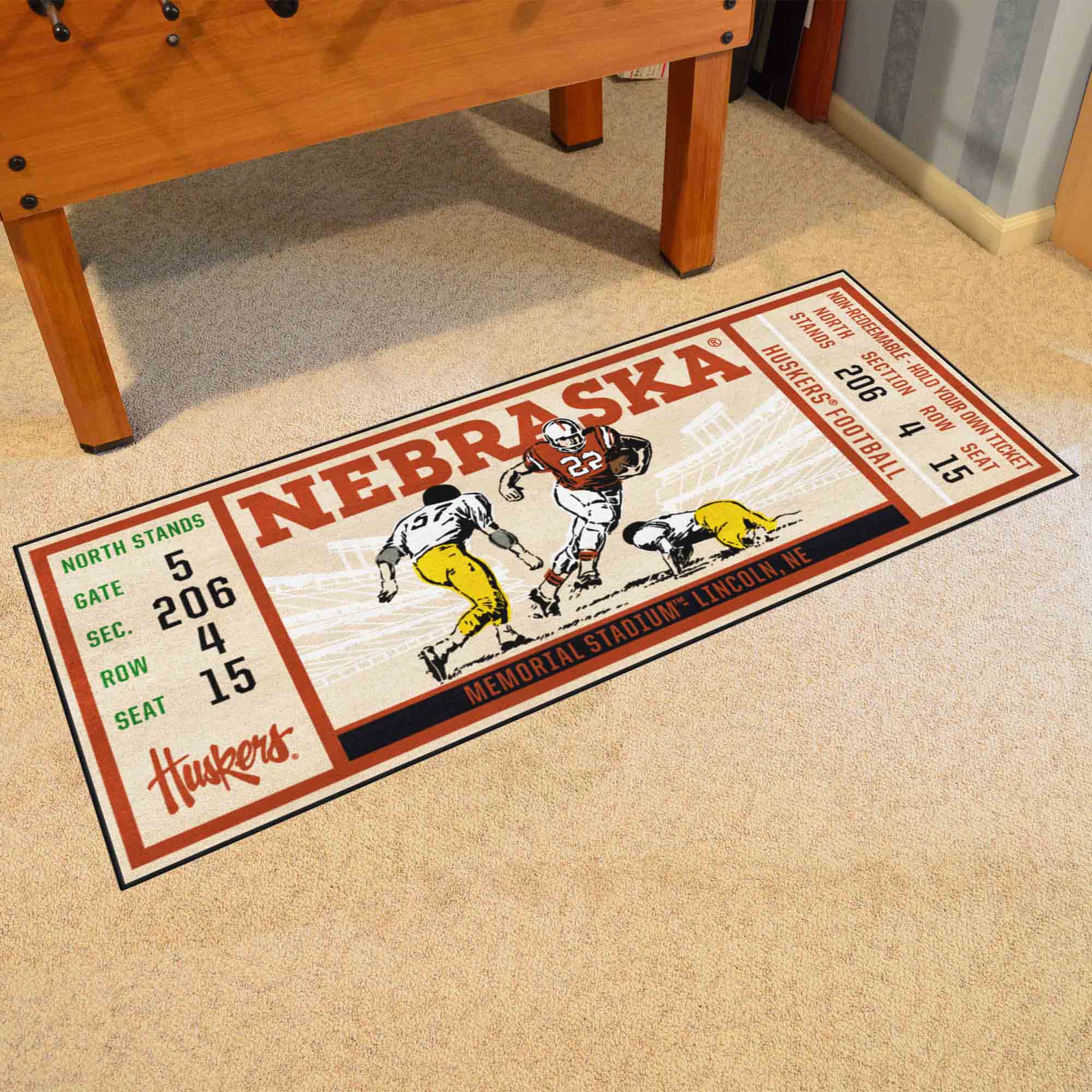 Nebraska Cornhuskers Ticket Runner Rug - 30in. x 72in. - Nebraska