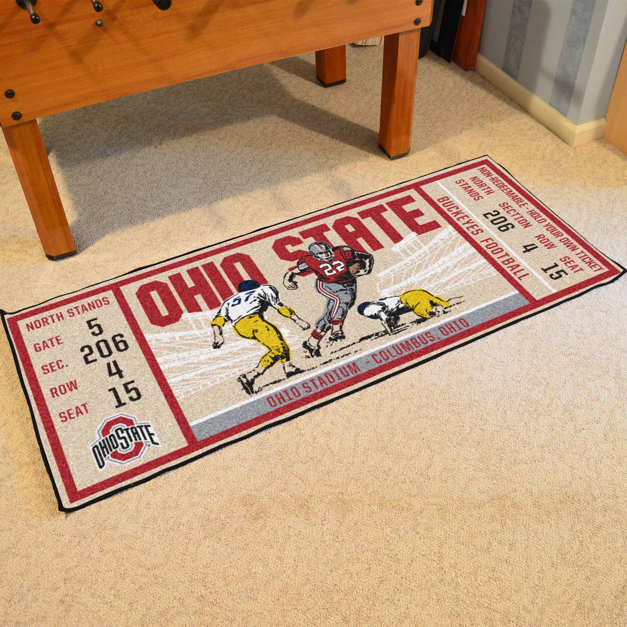 Ohio State Buckeyes Ticket Runner Rug - 30in. x 72in. - Ohio State