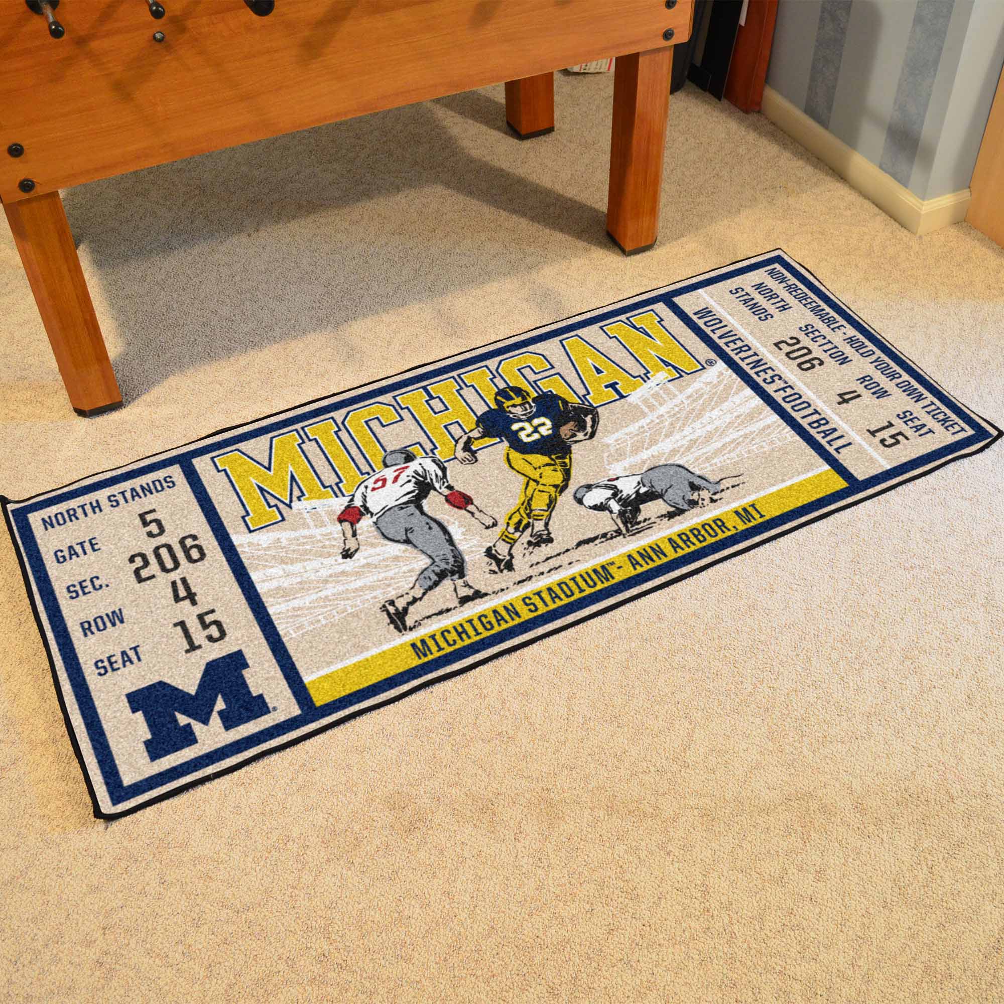 Michigan Wolverines Ticket Runner Rug - 30in. x 72in.