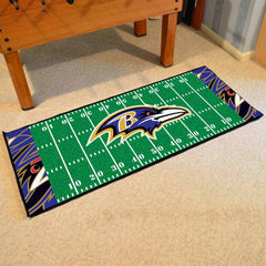 Baltimore Ravens Football Field Runner Mat - 30in. x 72in. XFIT Design - Baltimore Ravens