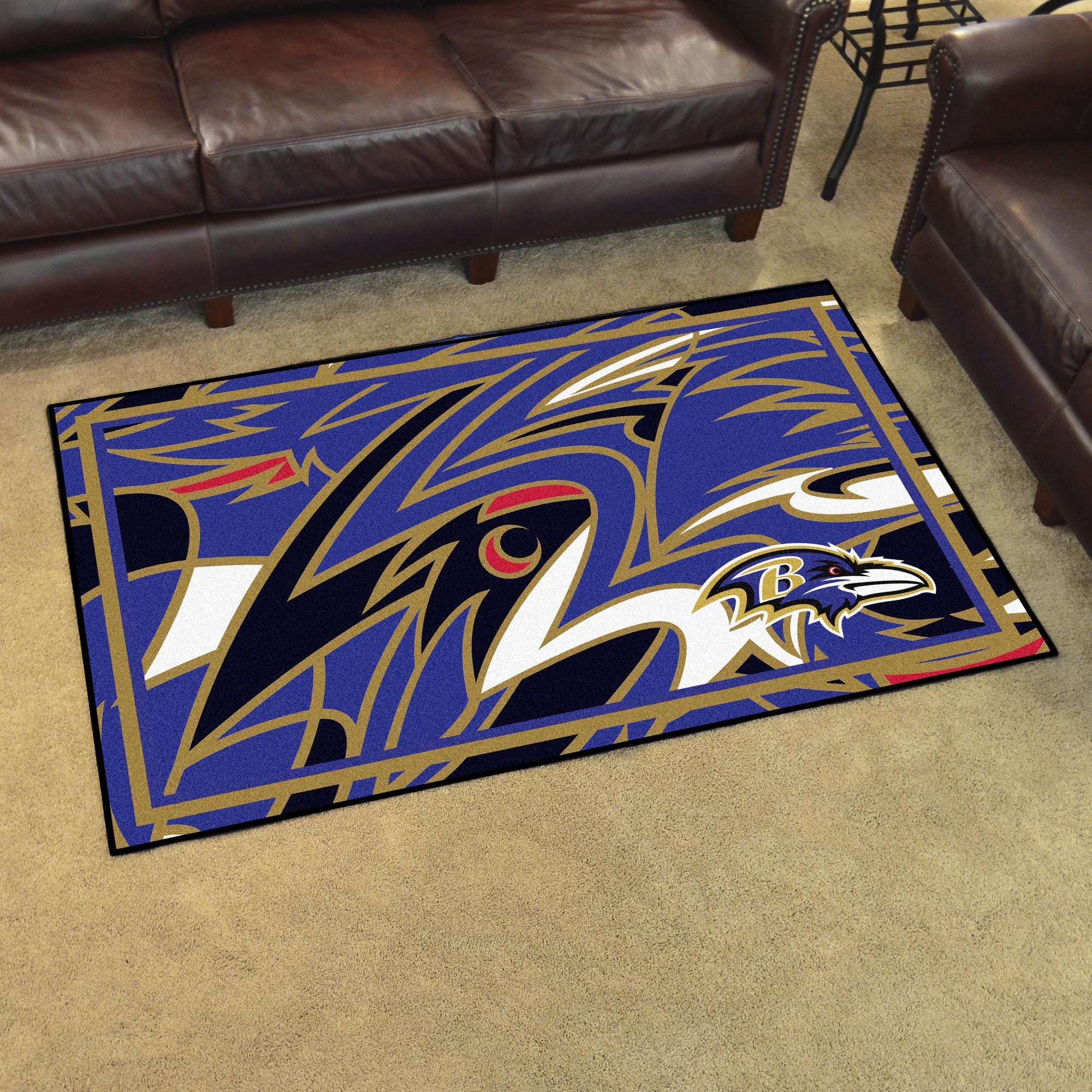 Baltimore Ravens 4ft. x 6ft. Plush Area Rug XFIT Design - Baltimore Ravens