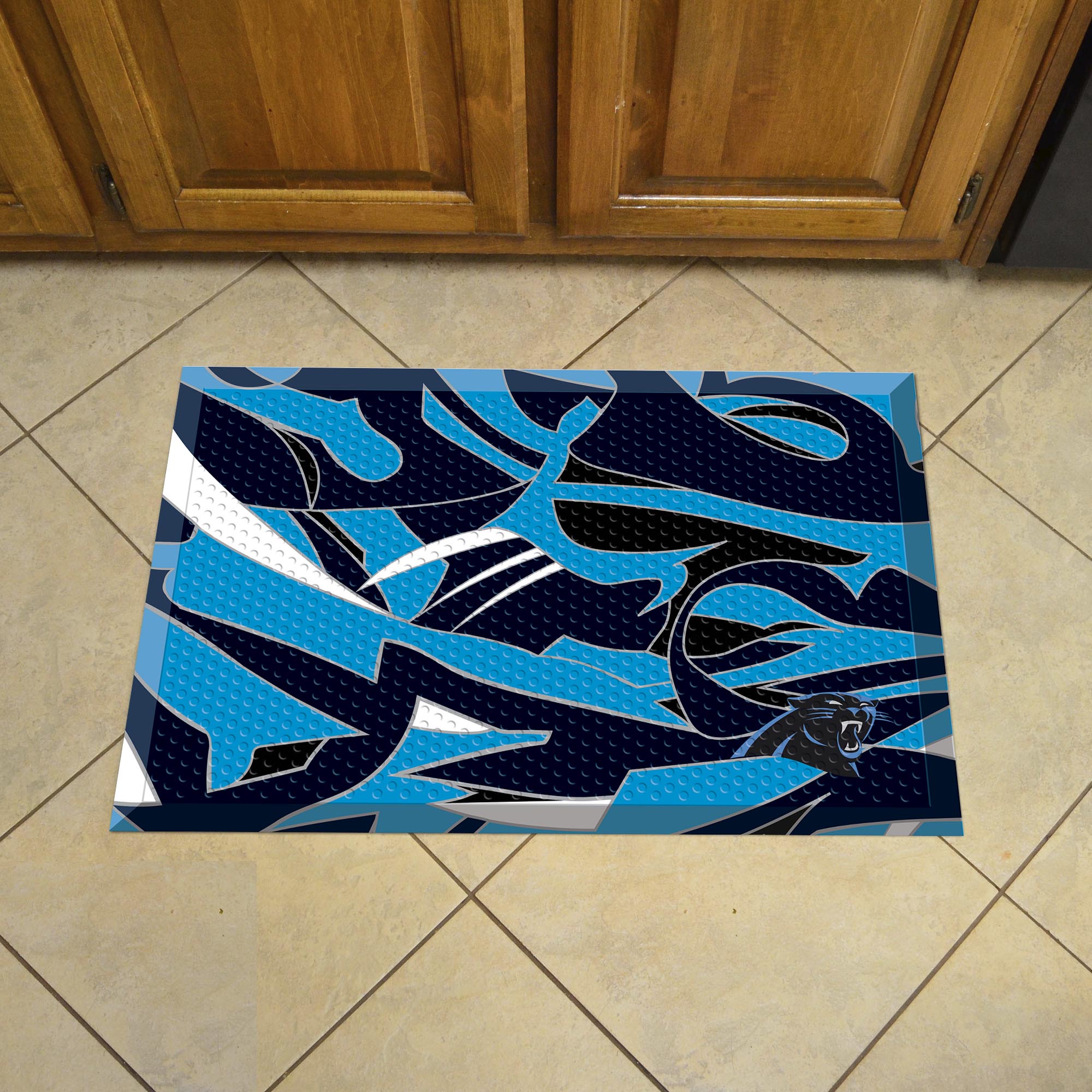 Carolina Panthers Rubber Scraper Door Mat XFIT Design - Carolina Panthers