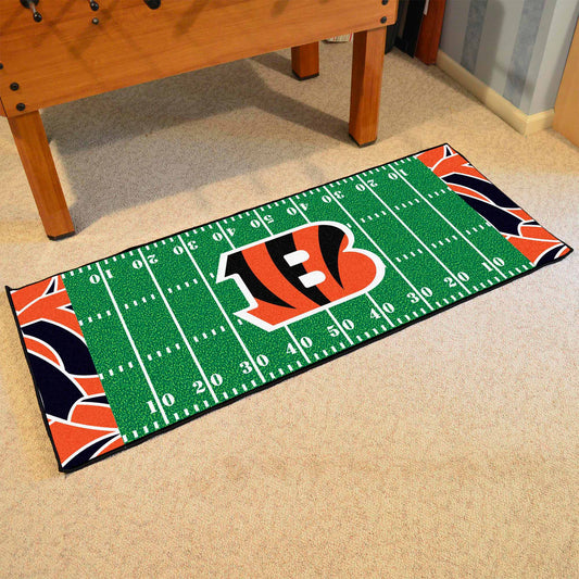 Cincinnati Bengals Football Field Runner Mat - 30in. x 72in. XFIT Design - Cincinnati Bengals