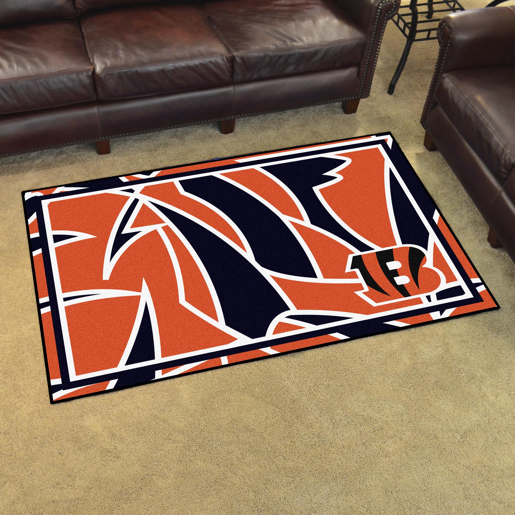 Cincinnati Bengals 4ft. x 6ft. Plush Area Rug XFIT Design - Cincinnati Bengals