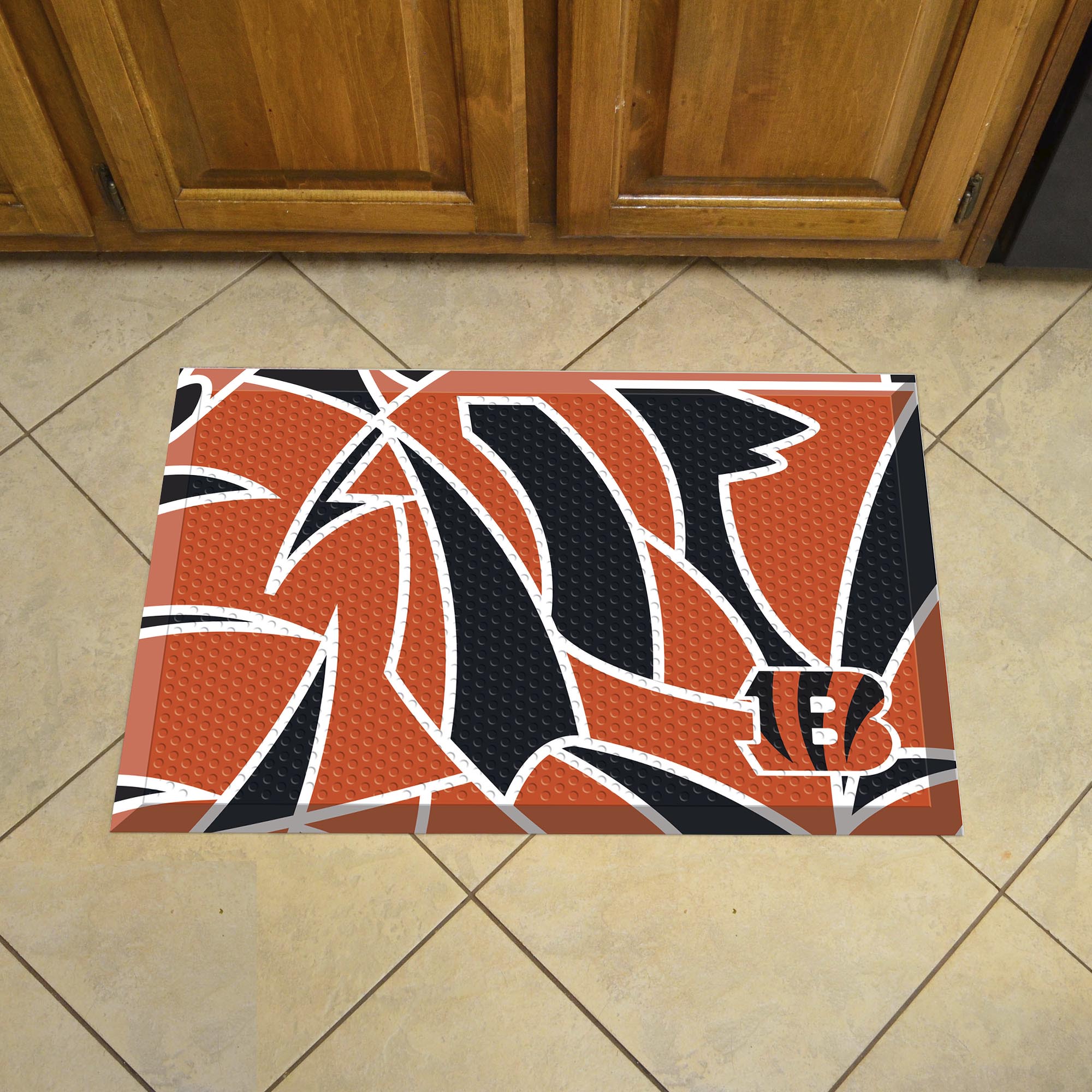 Cincinnati Bengals Rubber Scraper Door Mat XFIT Design - Cincinnati Bengals