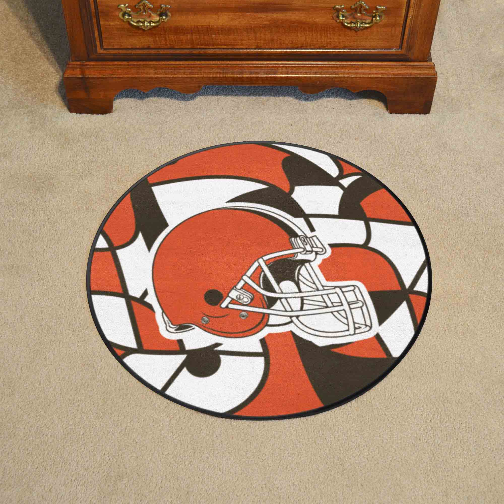 Cleveland Browns Roundel Rug - 27in. Diameter XFIT Design - Cleveland Browns