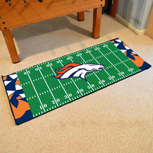 Denver Broncos Football Field Runner Mat - 30in. x 72in. XFIT Design