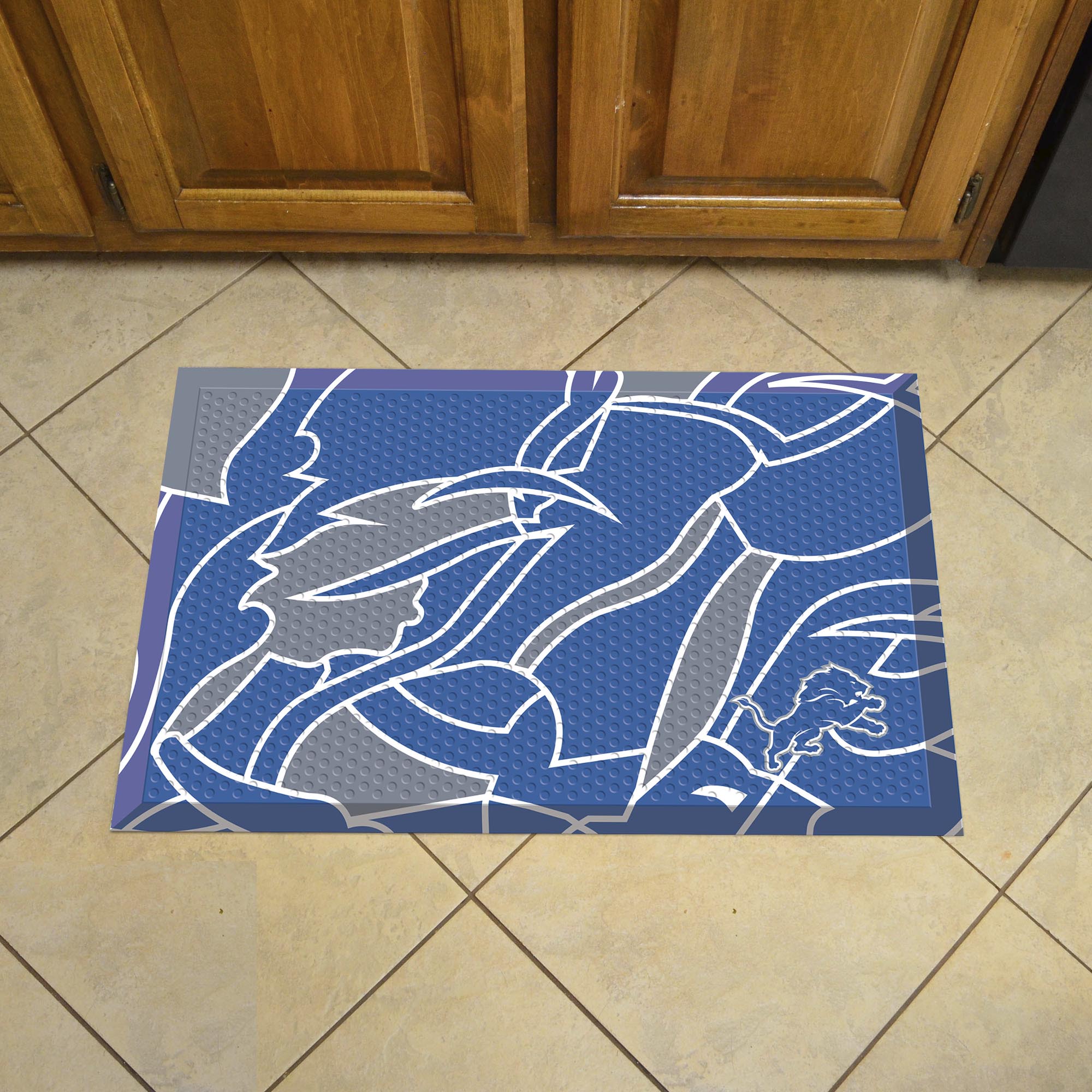 Detroit Lions Rubber Scraper Door Mat XFIT Design