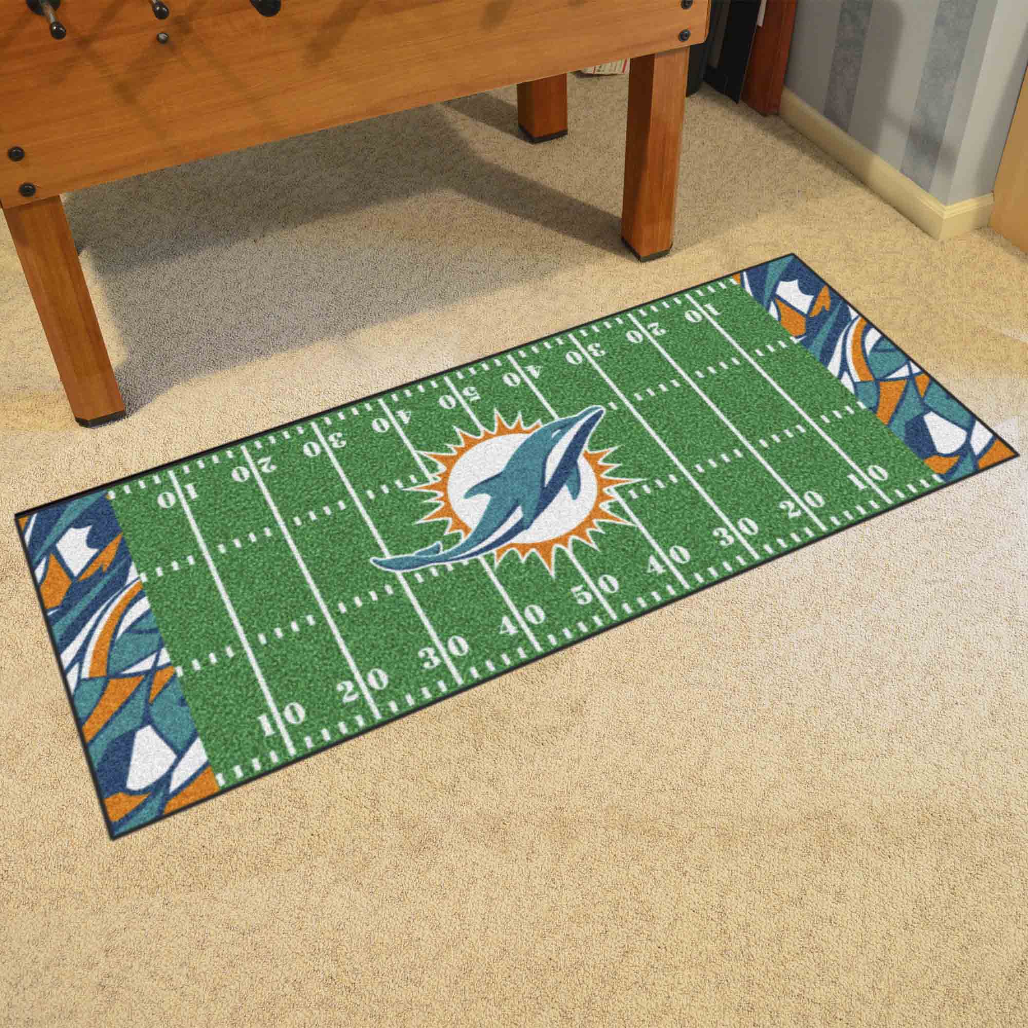 Miami Dolphins Football Field Runner Mat - 30in. x 72in. XFIT Design