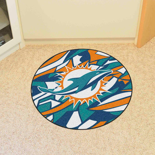 Miami Dolphins Roundel Rug - 27in. Diameter XFIT Design - Miami Dolphins