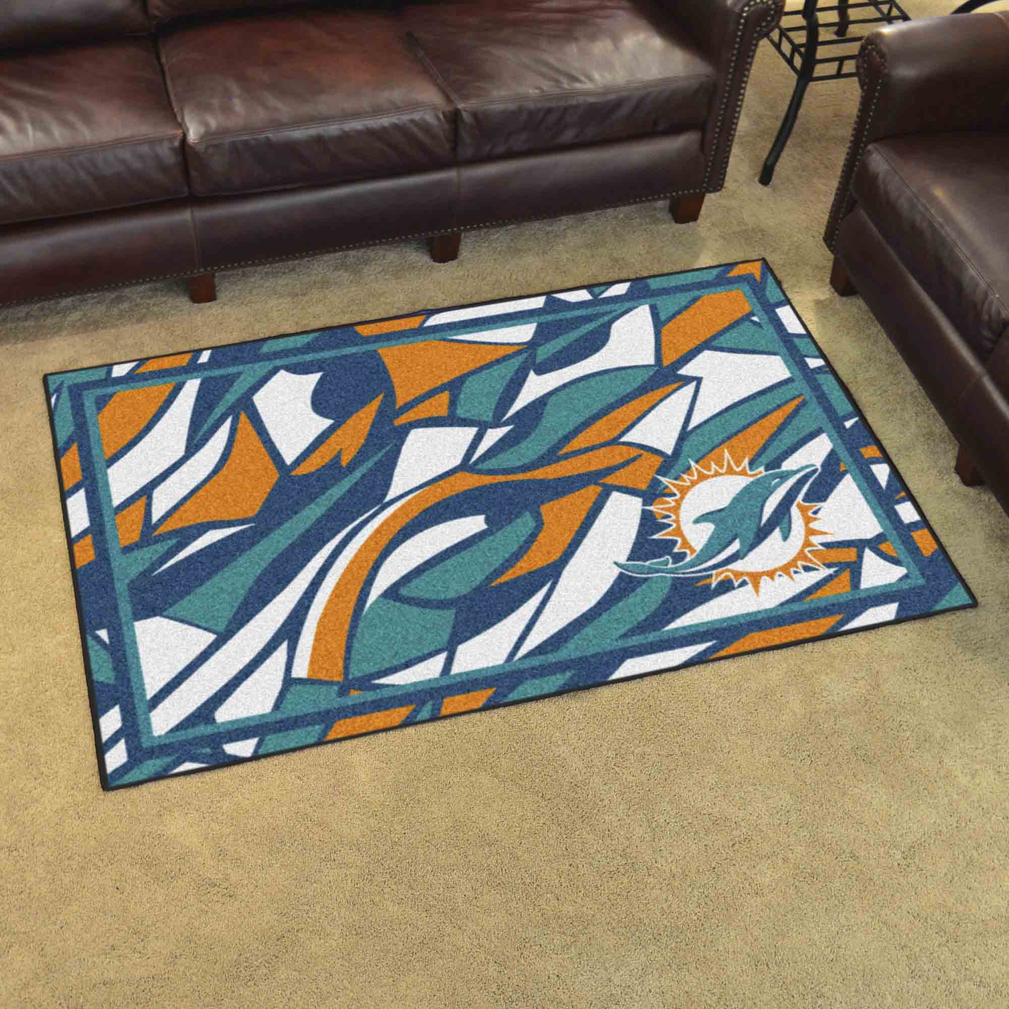 Miami Dolphins 4ft. x 6ft. Plush Area Rug XFIT Design - Miami Dolphins