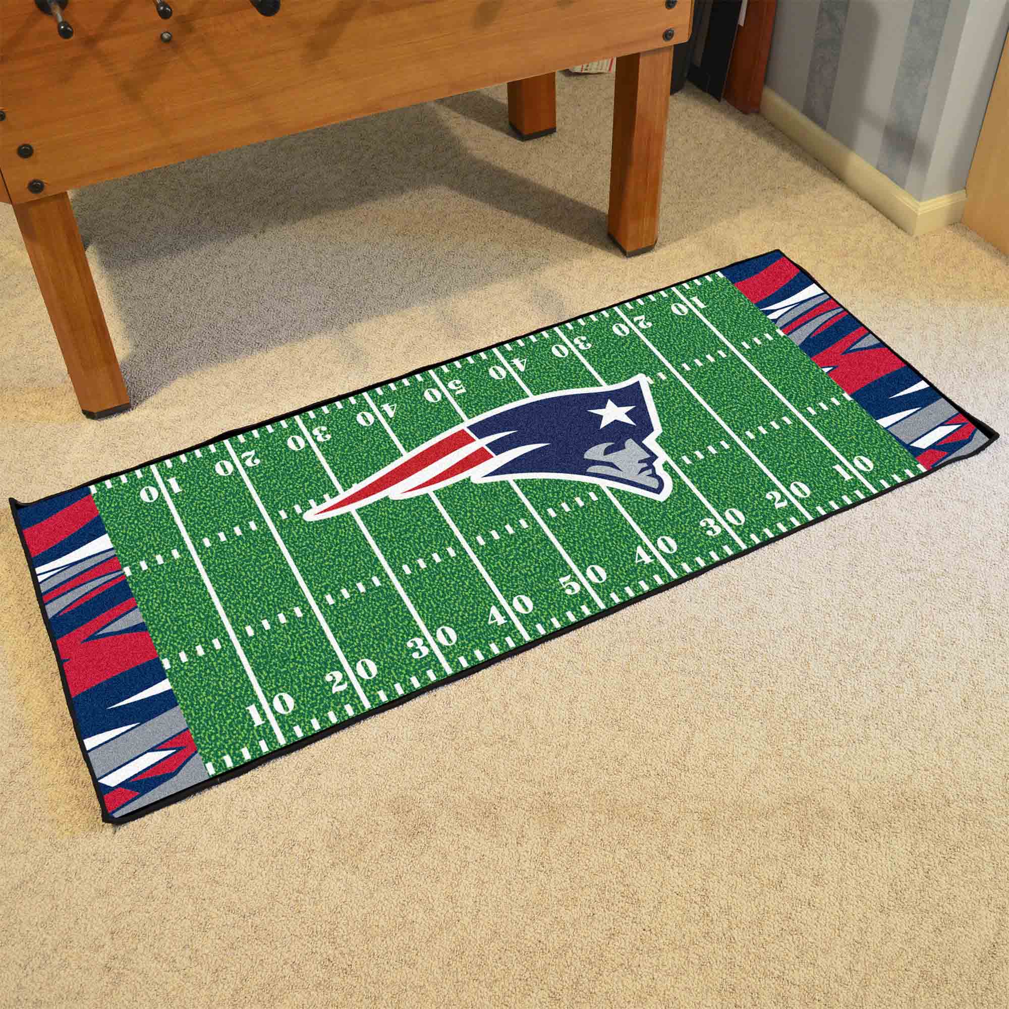 New England Patriots Football Field Runner Mat - 30in. x 72in. XFIT Design