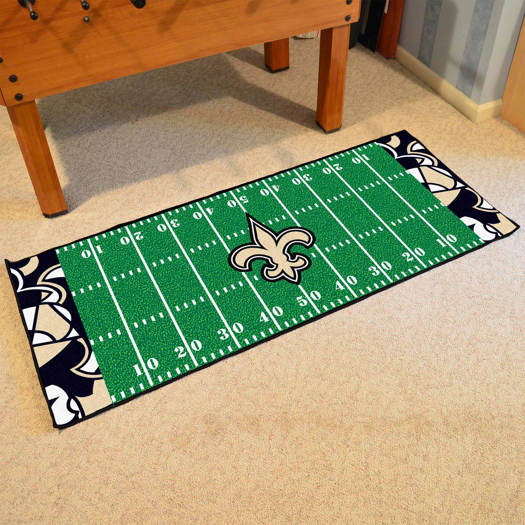 New Orleans Saints Football Field Runner Mat - 30in. x 72in. XFIT Design