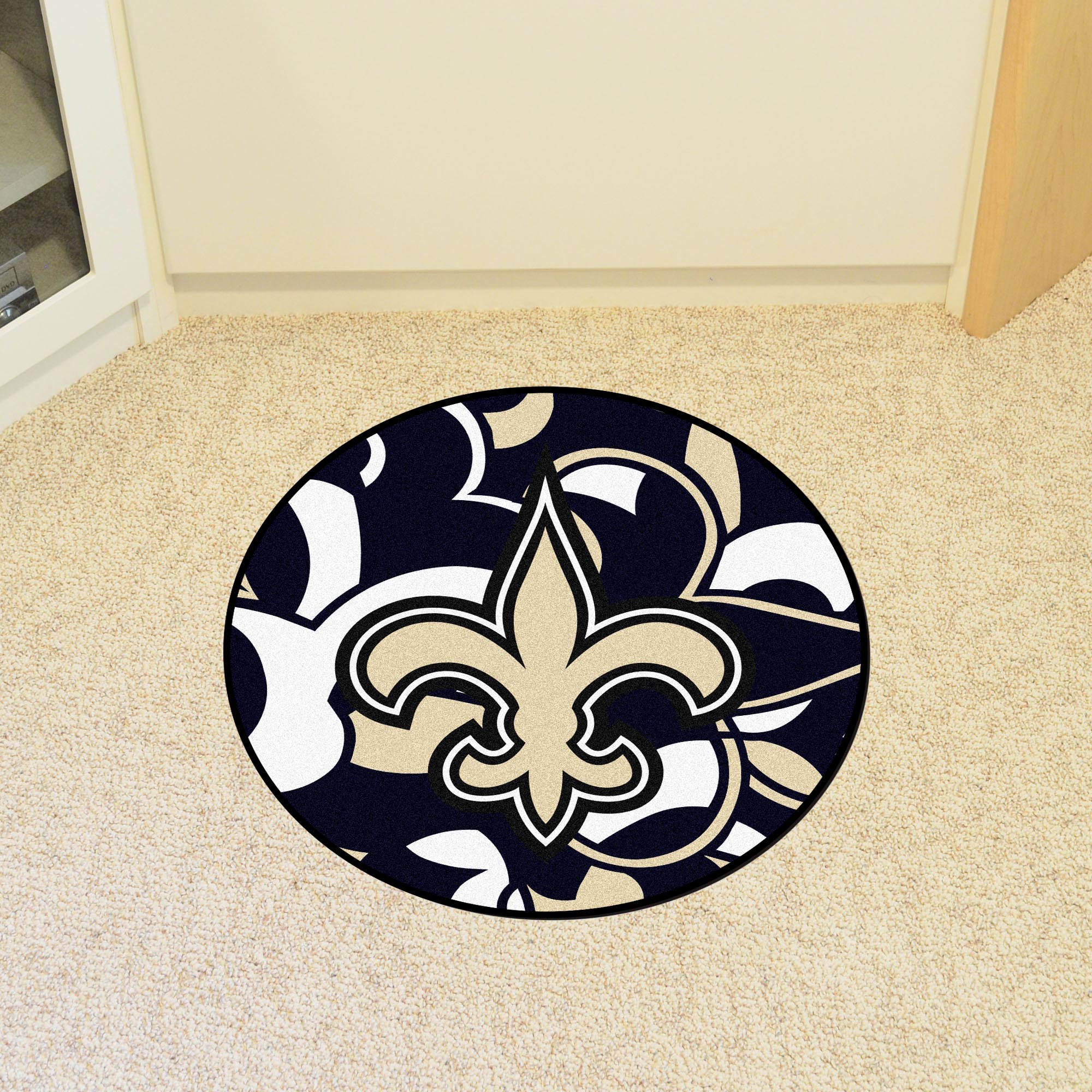 New Orleans Saints Roundel Rug - 27in. Diameter XFIT Design - New Orleans Saints