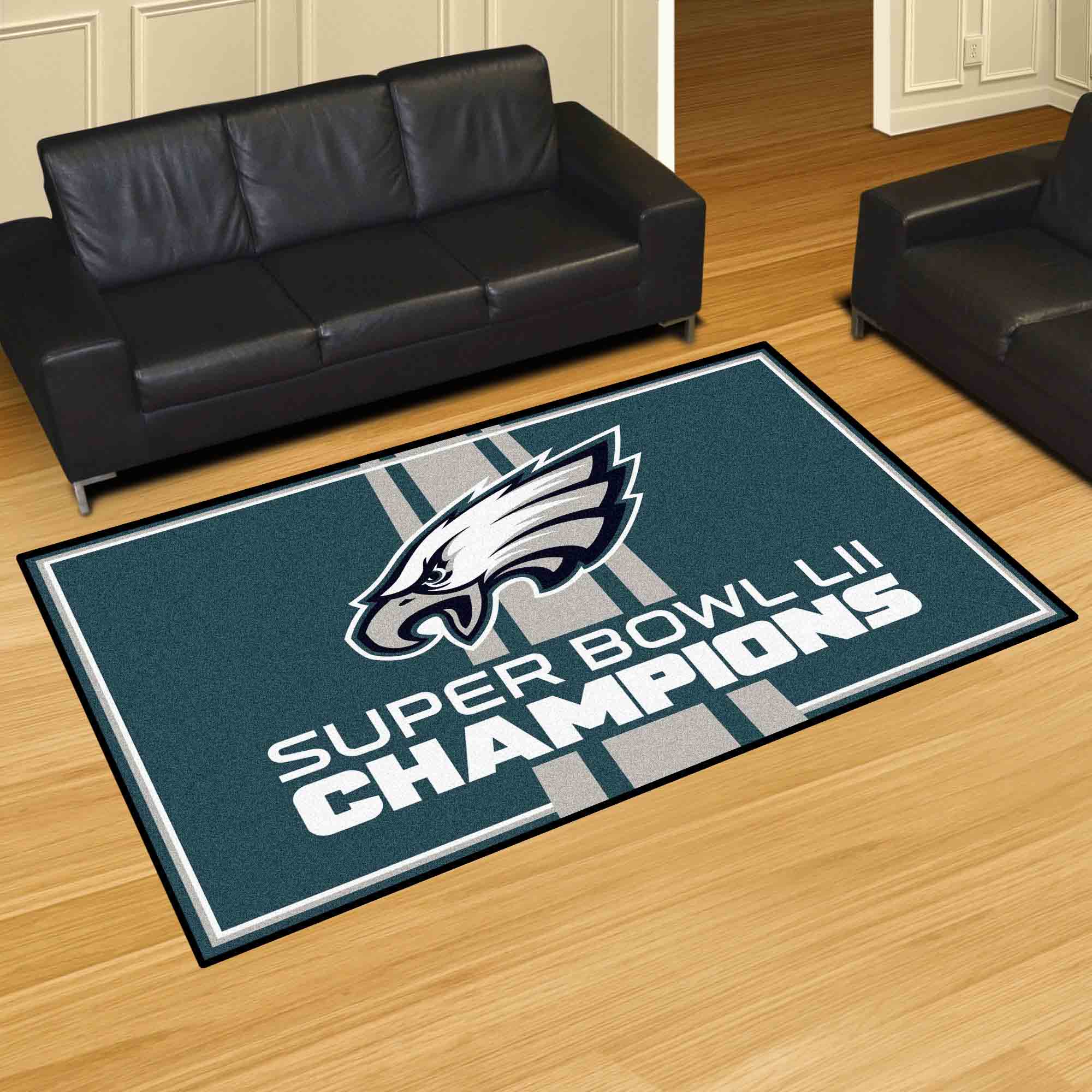 Philadelphia Eagles 5ft. x 8 ft. Plush Area Rug, 2018 Super Bowl LII Champions