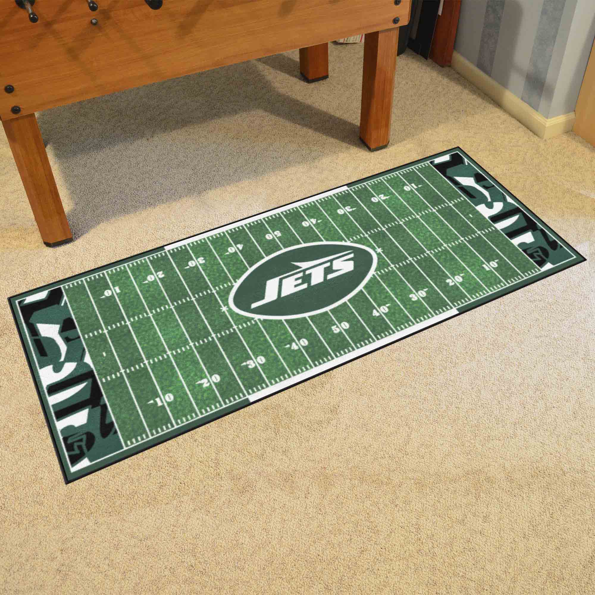 New York Jets Football Field Runner Mat - 30in. x 72in. XFIT Design