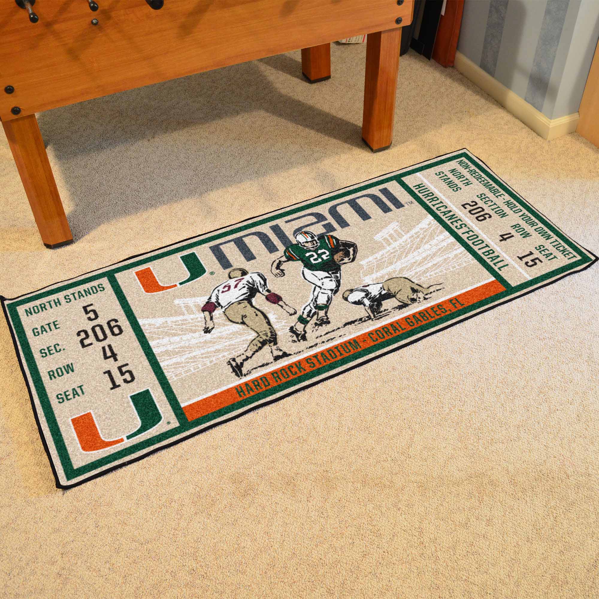 Miami Hurricanes Ticket Runner Rug - 30in. x 72in. - Miami