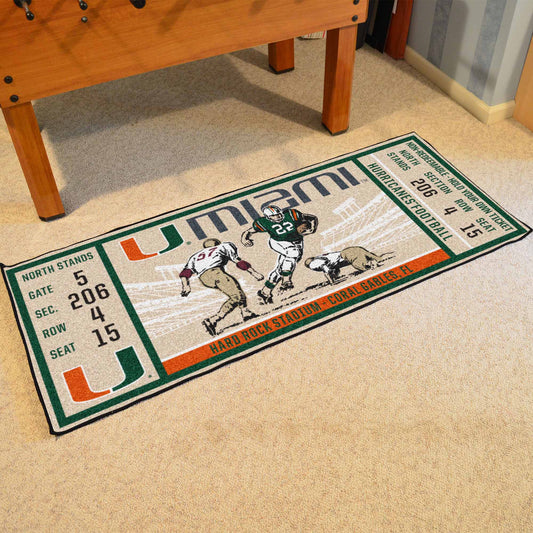 Miami Hurricanes Ticket Runner Rug - 30in. x 72in. - Miami