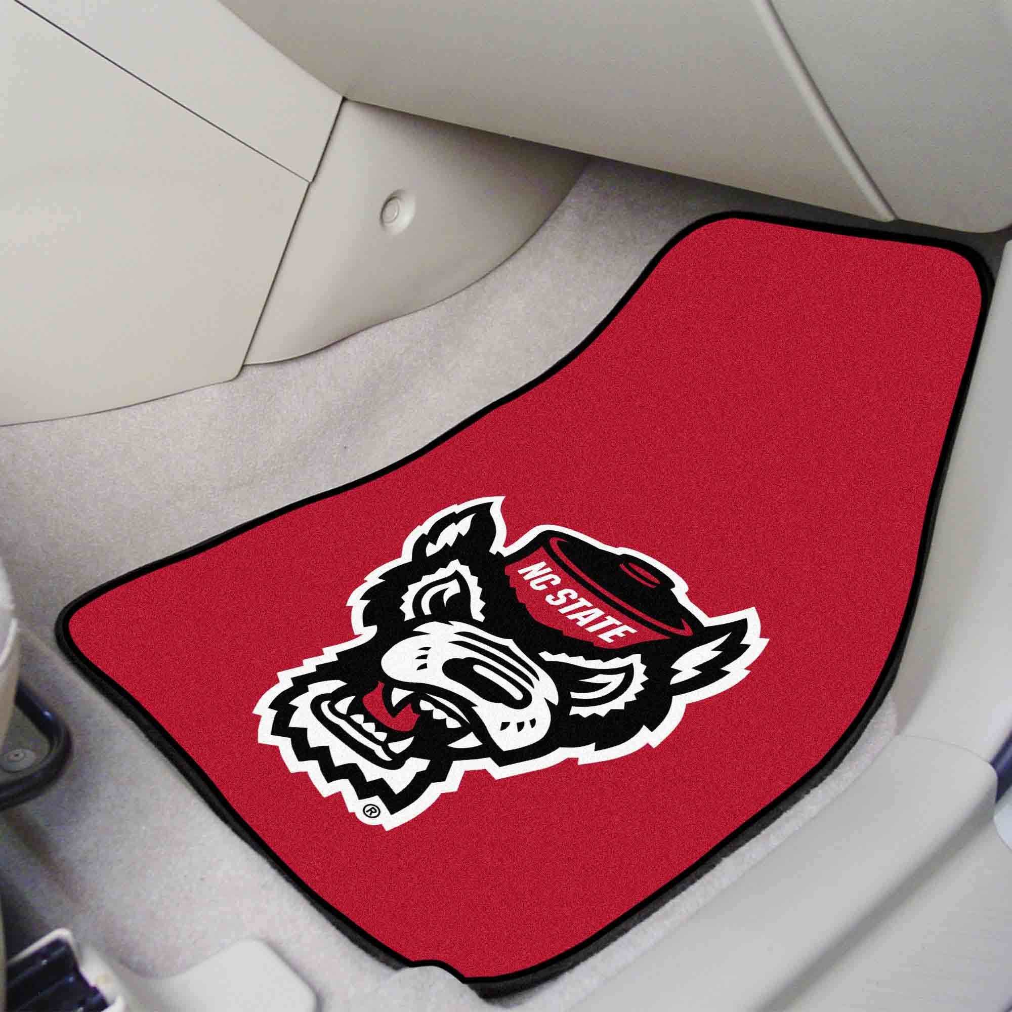 NC State Wolfpack Front Carpet Car Mat Set - 2 Pieces, Wolf Logo