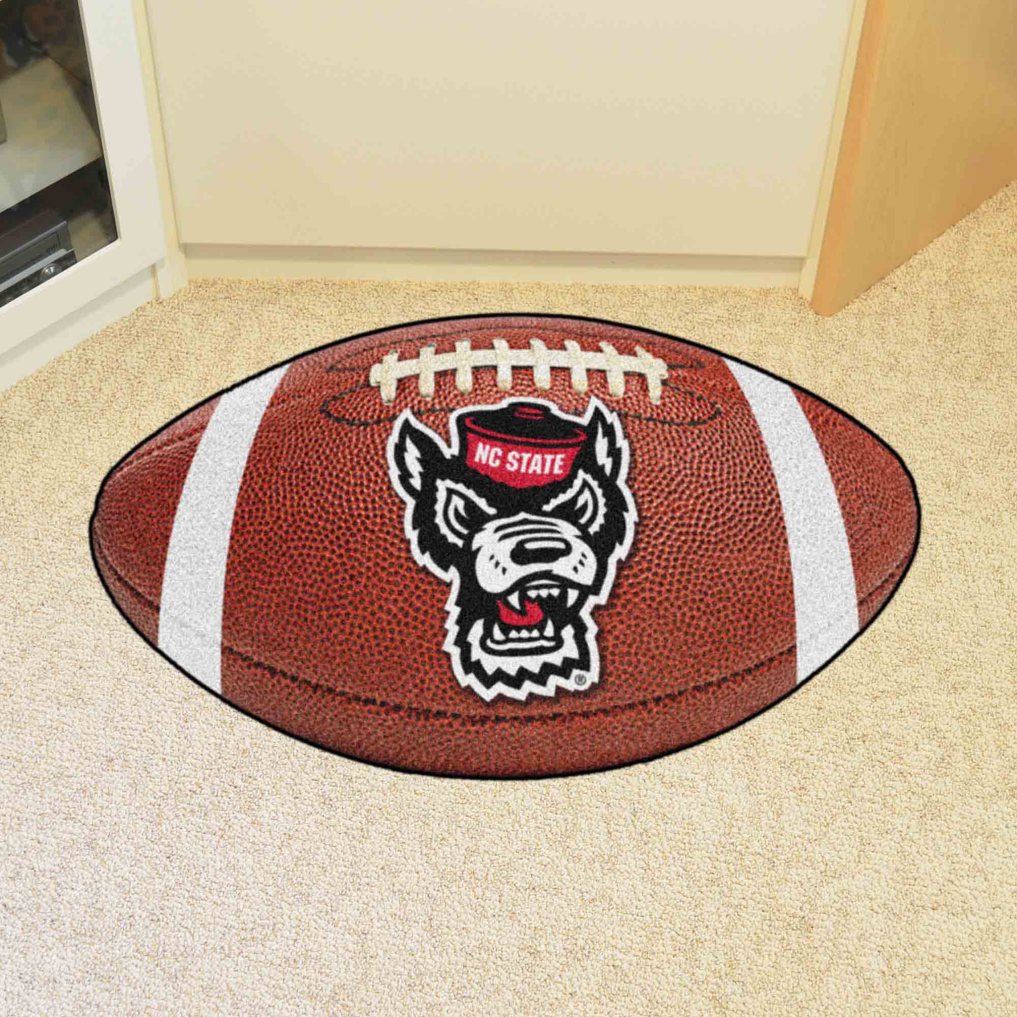 NC State Wolfpack Football Rug - 20.5in. x 32.5in., Wolf Logo - NC State