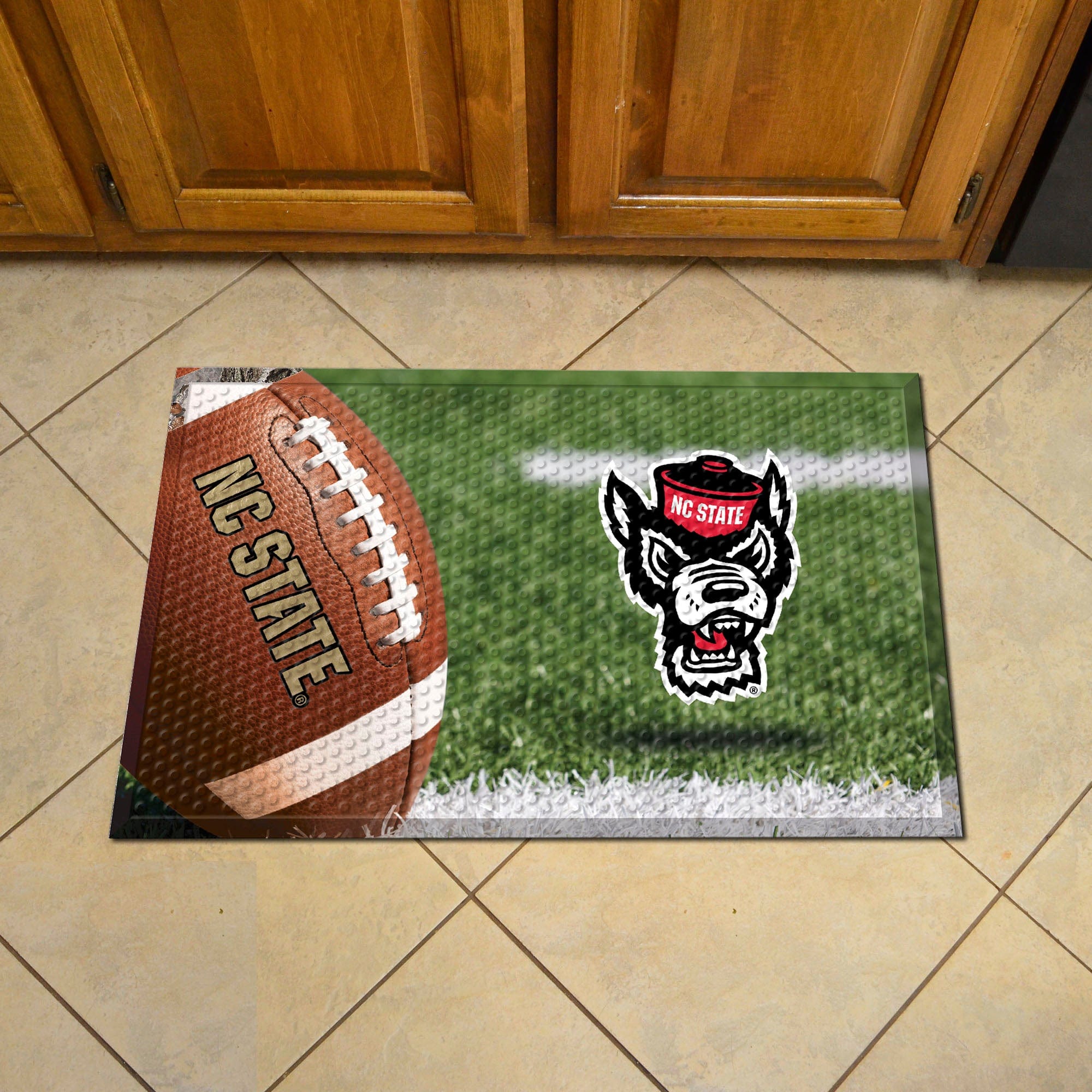 NC State Wolfpack Rubber Scraper Door Mat, Wolfie Logo - NC State