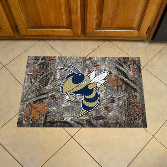 Georgia Tech Yellow Jackets Rubber Scraper Door Mat Camo, Buzz Logo