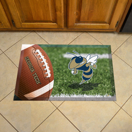 Georgia Tech Yellow Jackets Rubber Scraper Door Mat, Buzz Logo