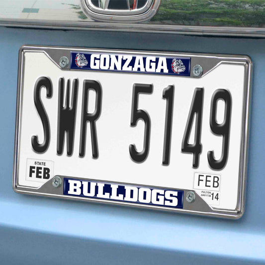 Gonzaga Bulldogs Chrome Metal License Plate Frame, 6.25in x 12.25in - Gonzaga