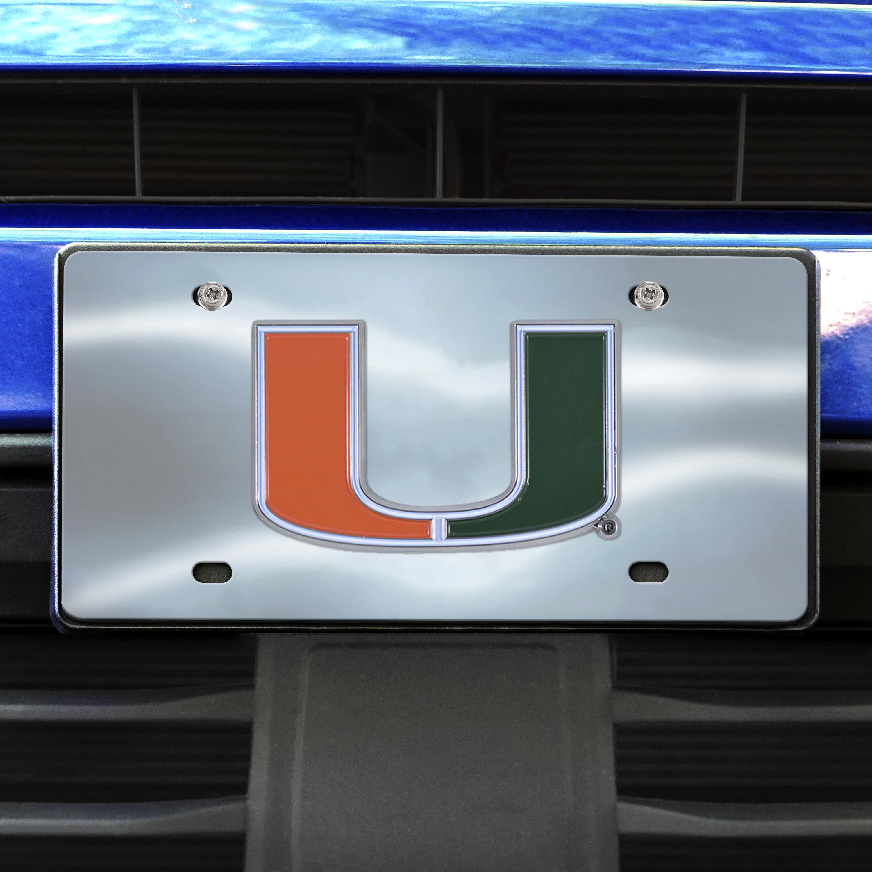 Miami Hurricanes 3D Stainless Steel License Plate