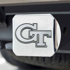 Georgia Tech Yellow Jackets Chrome Metal Hitch Cover with Chrome Metal 3D Emblem