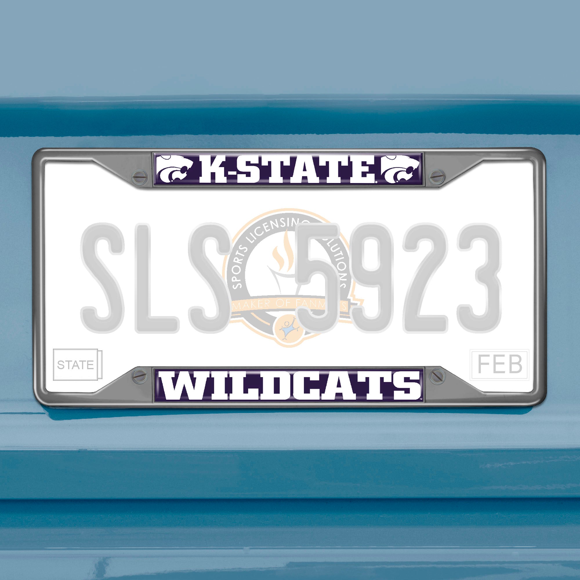 Kansas State Wildcats Chrome Metal License Plate Frame, 6.25in x 12.25in