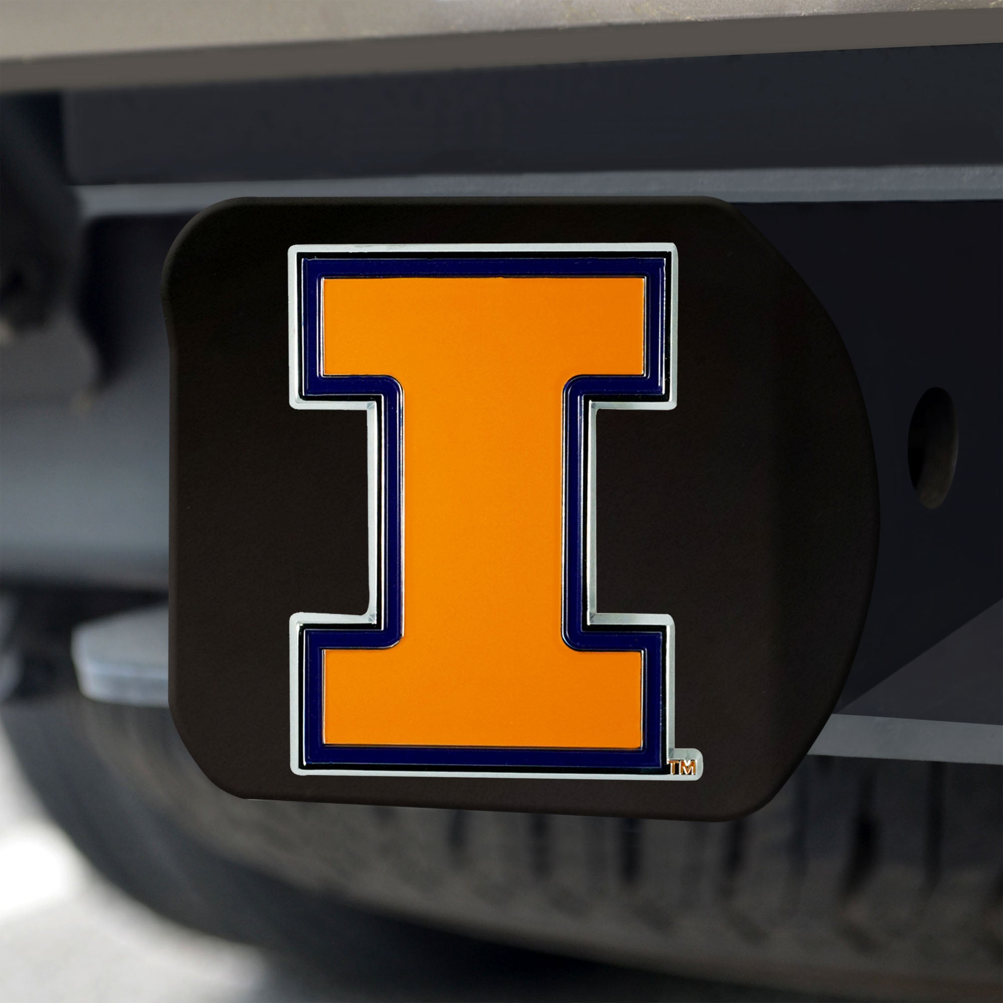 Illinois Illini Black Metal Hitch Cover - 3D Color Emblem