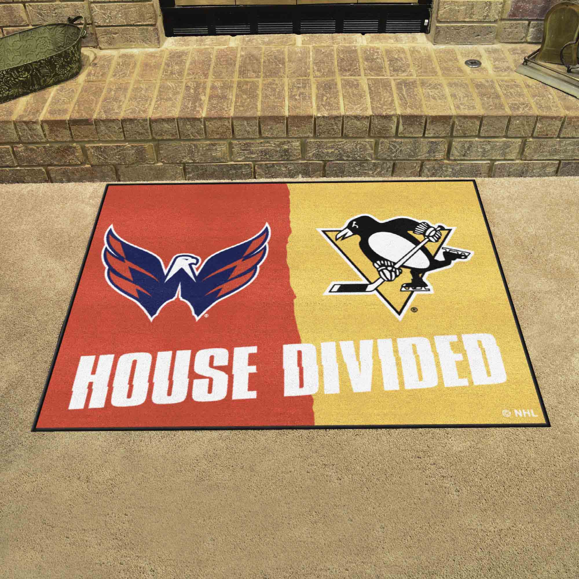 NHL House Divided - Capitals / Penguins House Divided Rug - 34 in. x 42.5 in. - NHL House Divided - Capitals / Penguins