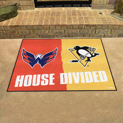 NHL House Divided - Capitals / Penguins House Divided Rug - 34 in. x 42.5 in. - NHL House Divided - Capitals / Penguins