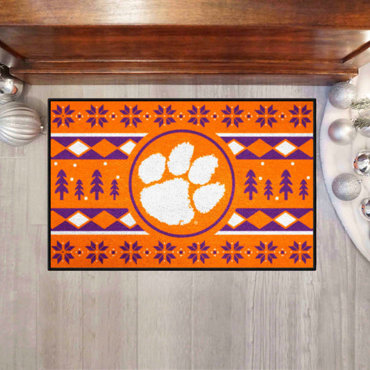 Clemson Tigers Holiday Sweater Starter Mat Accent Rug - 19in. x 30in. - Clemson